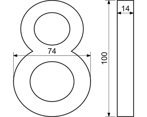 Technický nákres domovního čísla 8 s rozměry