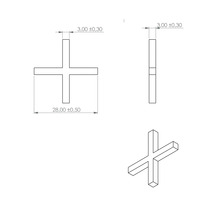 Technický nákres spárového kříže s rozměry.