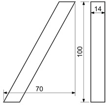 Technický nákres klínu s rozměry