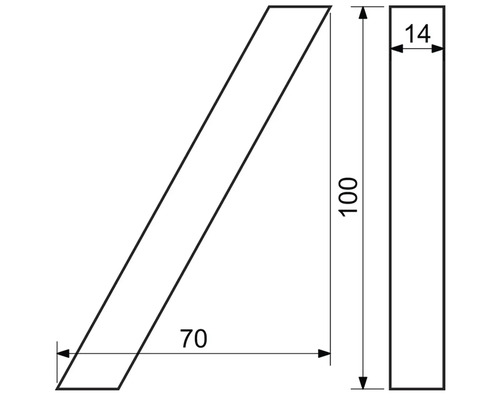Technický nákres klínu s rozměry