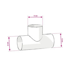 Obrázek T-kusu o rozměrech 15 mm a 22 mm