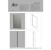 Modena 1000 Grey Boční stěna 6 mm šedé tónované sklo, otočné, efekt stékání kapek vody a systém pro rychlou montáž, profil: hliník, matně černá