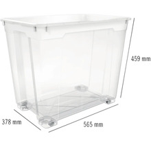 Plastový úložný box s kolečky, rozměry 565 mm x 378 mm x 459 mm