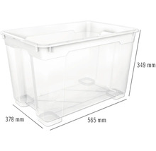 Průhledný úložný box o rozměrech 565 mm x 378 mm x 349 mm