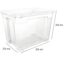 Úložný box z plastu o rozměrech 368 mm x 256 mm x 264 mm