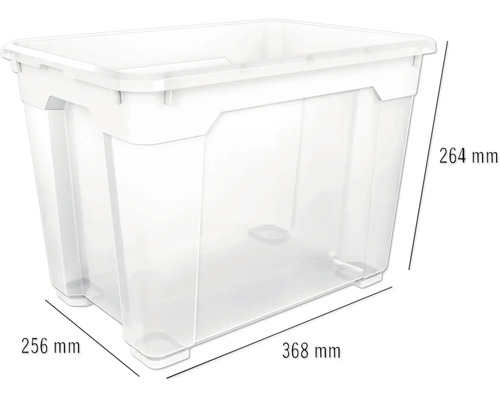 Úložný box z plastu o rozměrech 368 mm x 256 mm x 264 mm