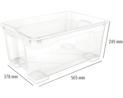 Plastový úložný box o rozměrech 565 mm x 378 mm x 249 mm