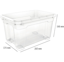 Plastový úložný box o rozměrech 260 x 174 x 148 milimetrů