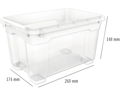 Plastový úložný box o rozměrech 260 x 174 x 148 milimetrů