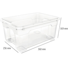 Plastový úložný box o rozměrech 368 mm x 256 mm x 169 mm