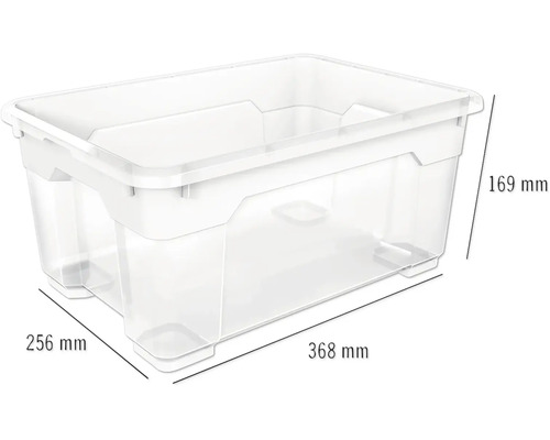 Plastový úložný box o rozměrech 368 mm x 256 mm x 169 mm