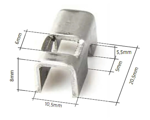 Kovový konektor s rozměry