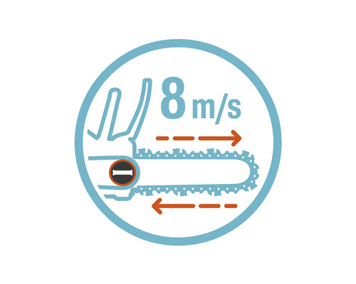Rychlost řetězu motorové pily 8 metrů za sekundu