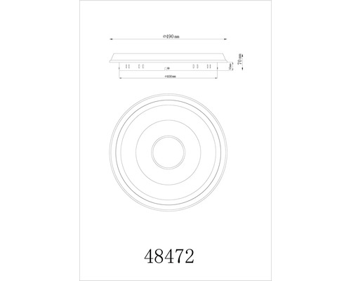 Technický výkres kulatého stropního svítidla s rozměry