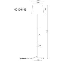 Technický výkres stojací lampy s rozměry 1510 mm výšky a 350 mm průměru stínidla.