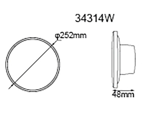 Technický výkres s rozměry: průměr 252 milimetrů, hloubka 48 milimetrů