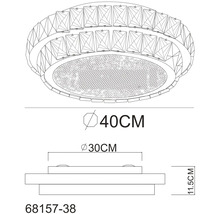 Technický výkres stropního svítidla o rozměrech 40 centimetrů v průměru a 11,5 centimetrů na výšku