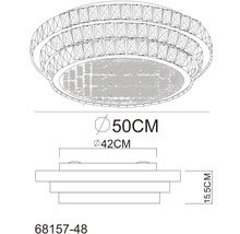 Technický výkres stropního svítidla o rozměrech 50 centimetrů v průměru, 42 centimetrů v průměru a 15,5 centimetrů na výšku.
