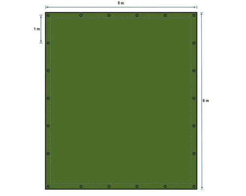 Obdélníková plachta s oky, 5 x 6 metrů