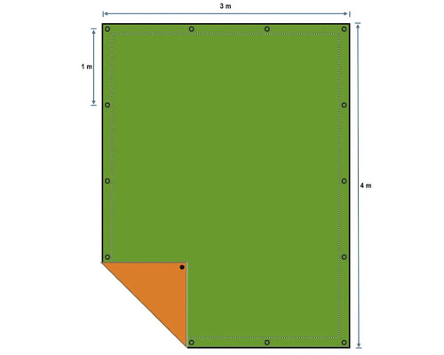 Plachta s oky, rozměry tři krát čtyři metry