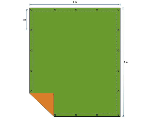 Plachta s oky, rozměry 4 metry krát 5 metrů