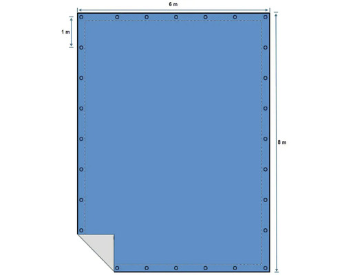 Krycí plachta na bazén, 6 metrů krát 8 metrů, s oky