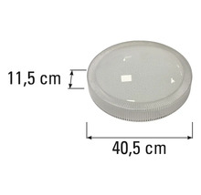 Kulaté stropní svítidlo o rozměrech 40,5 cm krát 11,5 cm.
