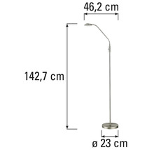 Nákres stojací lampy s rozměry