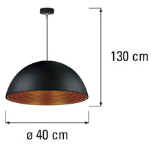 Závěsné svítidlo, průměr 40 centimetrů, výška 130 centimetrů