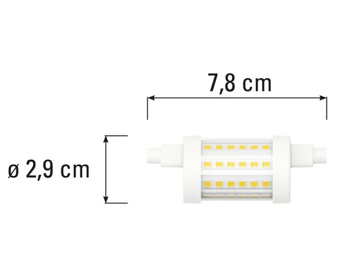 LED žárovka, délka 7,8 cm a průměr 2,9 cm