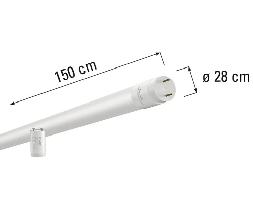 LED trubice o délce 150 centimetrů a průměru 28 centimetrů