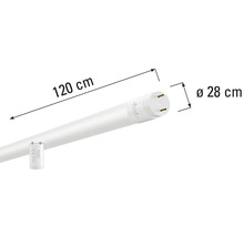Obrázek LED trubice o délce 120 cm a šířce 28 cm.