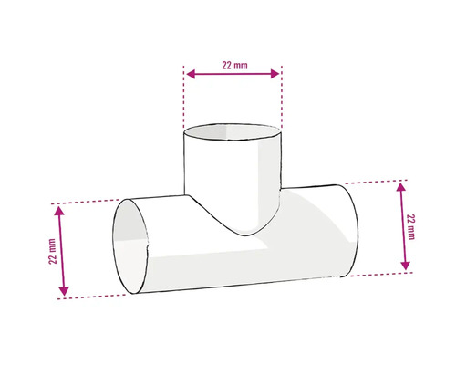 Ilustrace T-kusu s rozměry 22 milimetrů