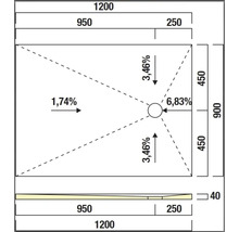 Technický nákres sprchové vaničky s rozměry