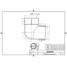 Technický výkres trubkového kolena s rozměry