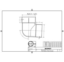 Technický výkres potrubního kolena Budmat