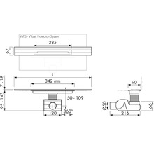 Technický výkres podlahového vpusti s rozměry