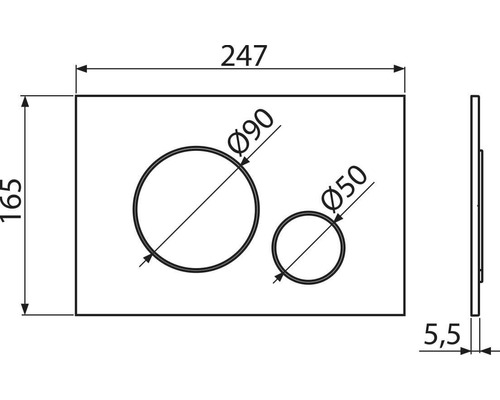 Technický výkres ovládacího panelu s rozměry