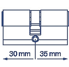 Nákres cylindrického zámku o rozměrech 30 mm a 35 mm