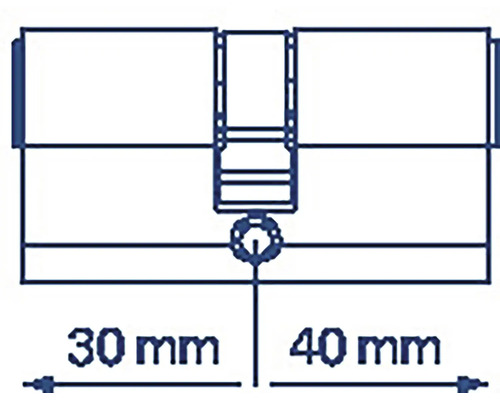 Ilustrace cylindrického zámku o rozměrech 30 milimetrů a 40 milimetrů