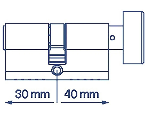 Schéma cylindrického zámku o rozměrech 30 mm a 40 mm