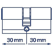 Technický nákres cylindrického zámku s označením 30 milimetrů