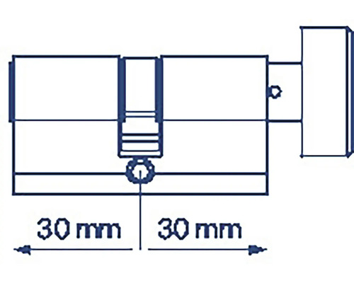 Nákres dveřní vložky o rozměrech 30 mm a 30 mm.