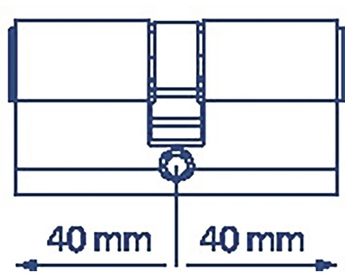 Ilustrace cylindrického zámku o rozměrech 40 mm