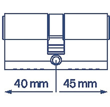 Nákres dveřní vložky o rozměrech 40 milimetrů a 45 milimetrů