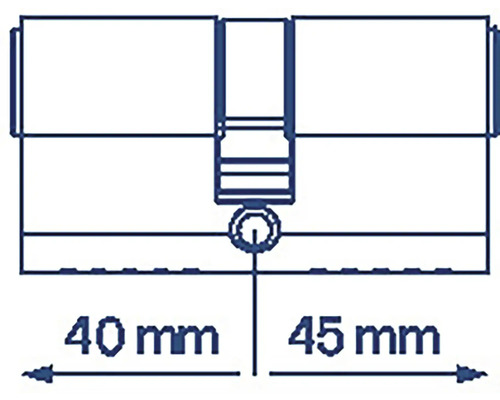 Nákres dveřní vložky o rozměrech 40 milimetrů a 45 milimetrů