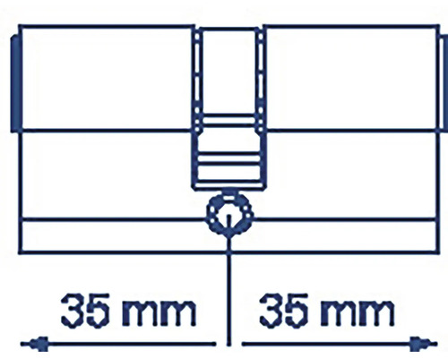 Výkres profilového válce s údajem 35 milimetrů