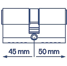 Nákres profilového válce s rozměry 45 milimetrů a 50 milimetrů