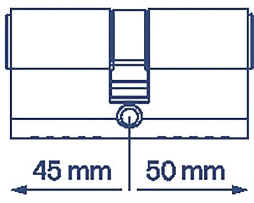 Nákres profilového válce s rozměry 45 milimetrů a 50 milimetrů