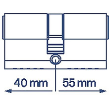 Technický výkres válce o rozměrech 40 milimetrů a 55 milimetrů